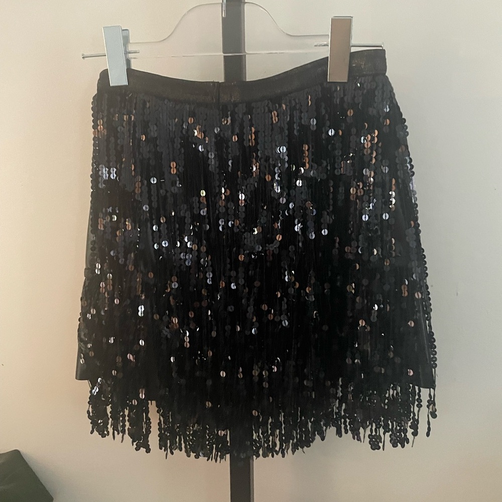 Black Sequin Fringe Skirt